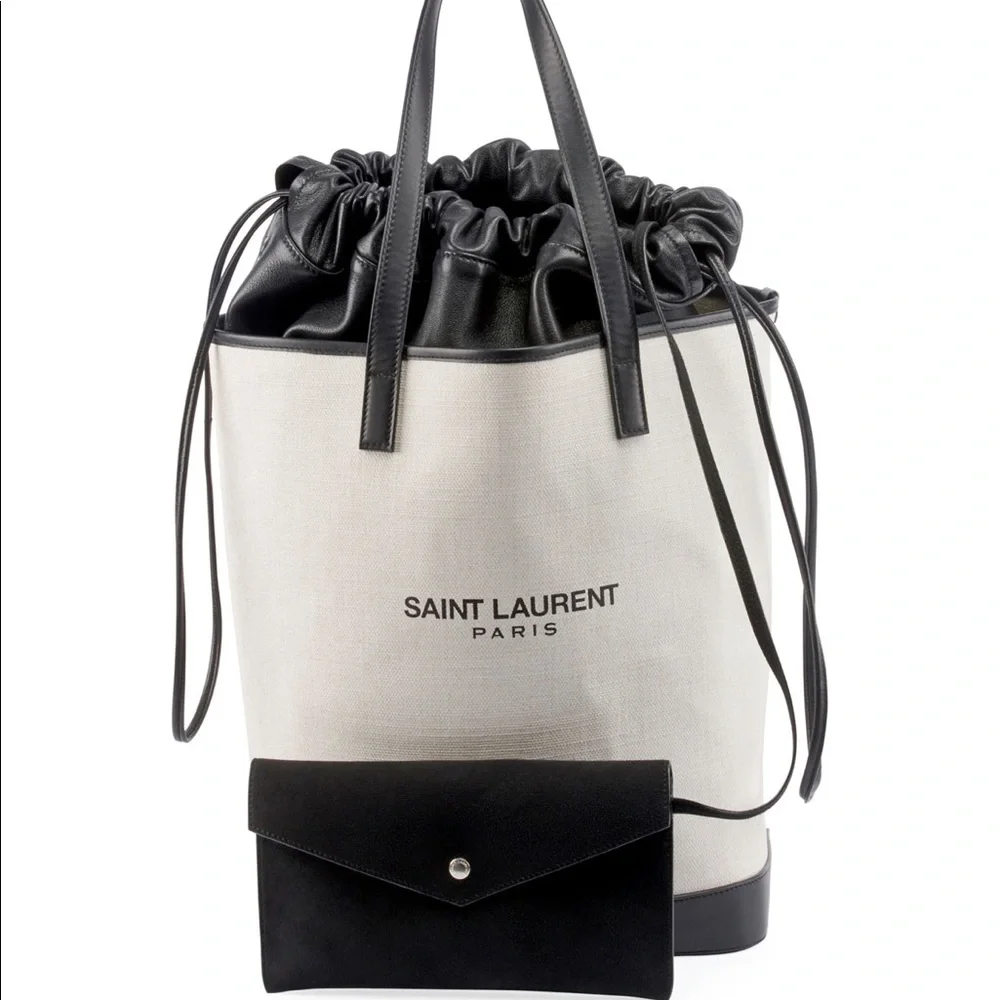 Saint Laurent Teddy canvas and leather tote bag NEW - Picture 5 of 13